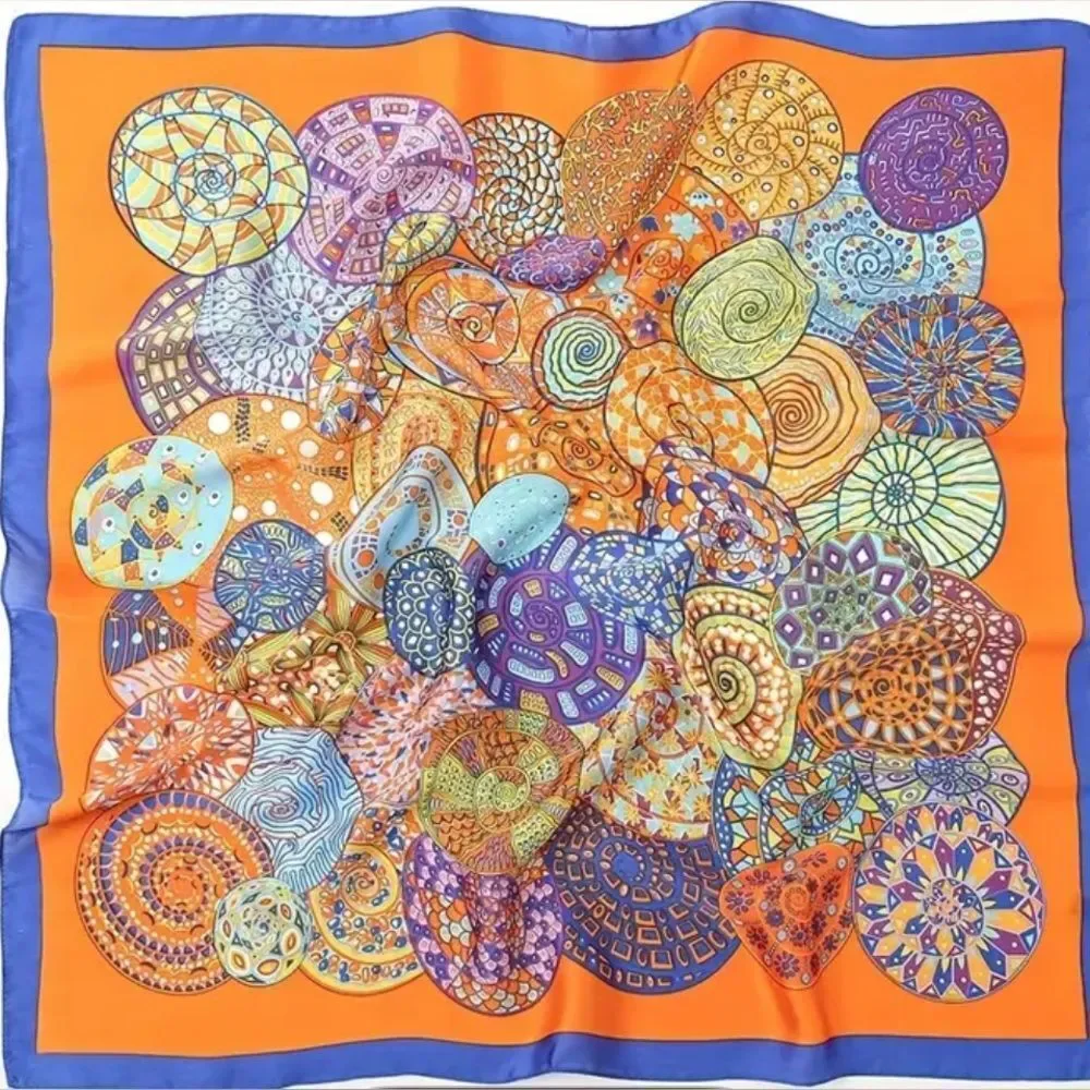 Colorful circle print scarf 27 1/2” x 27 1/2”